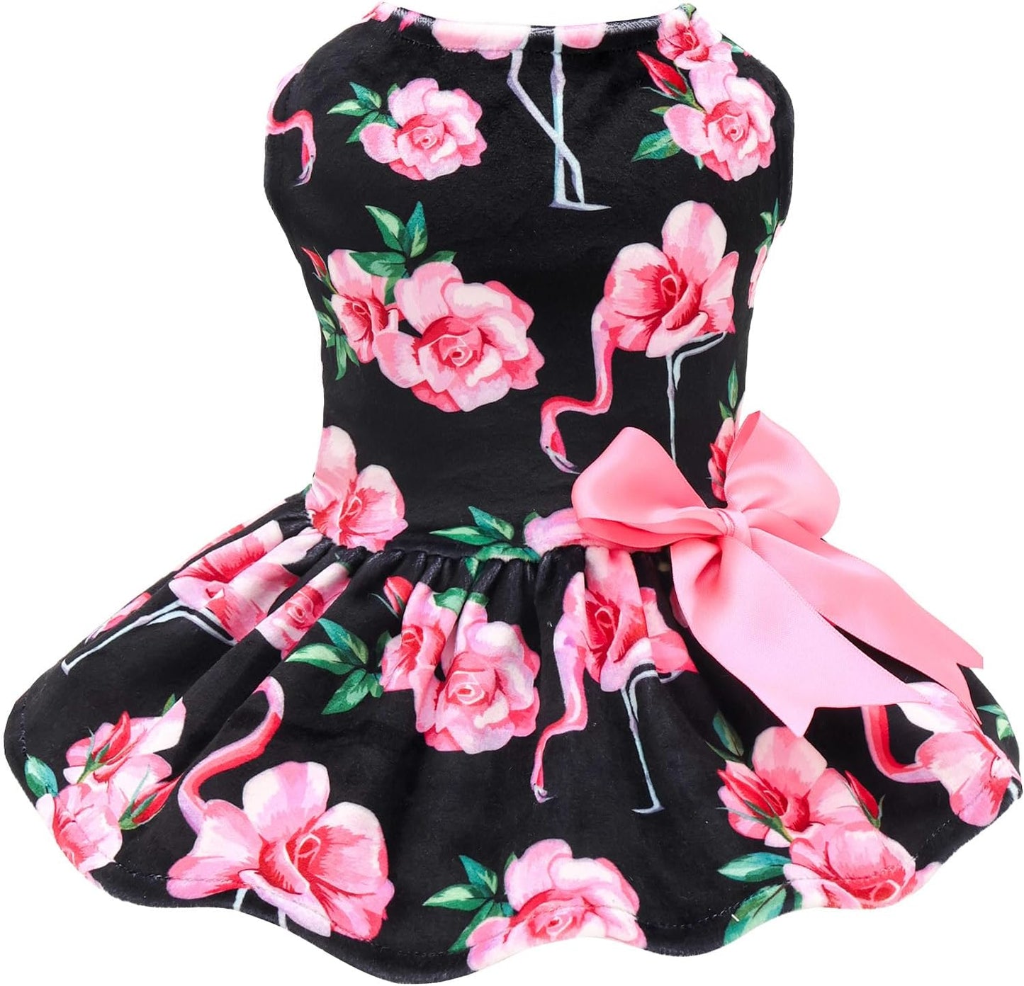 CuteBone Velvet Dog Dress front view on a small puppy