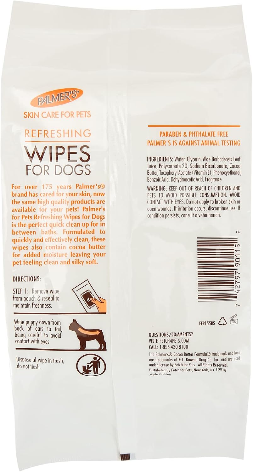 Close up of Palmer's pet wipes texture and thickness