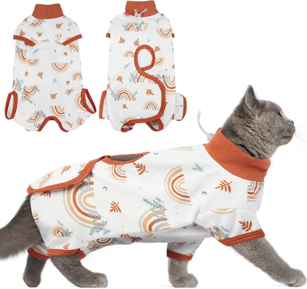 DENTRUN Cat Surgery Recovery Suit Female Male Soft Onesie, Kitten Surgical Collar Cone Alternative Shirt, Abdominal Wounds Anti-Licking Pajama for Small Pets Spay, Cat Body Suit Post Surgery - Image 14