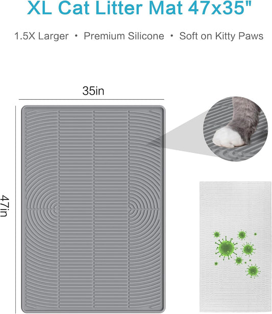 Kabeyoe waterproof litter box mat top angle view showing textured surface