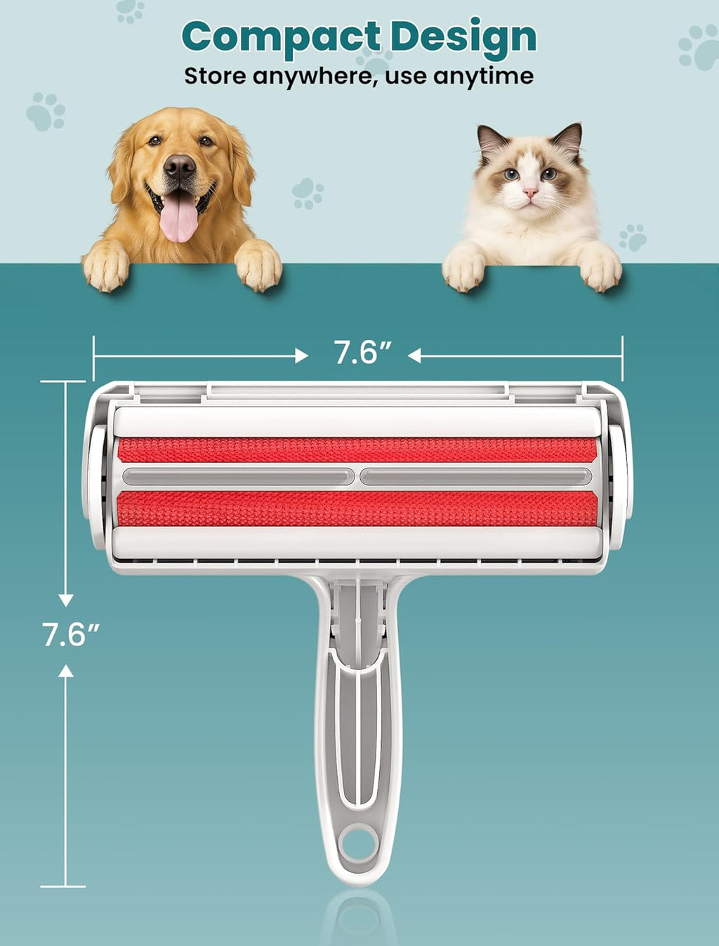 DELOMO Pet Hair Remover Roller: Reusable Lint Roller with Large Fur Bin - Portable Cat and Dog Hair Remover for Couch, Bedding, Car, Rugs & Furniture, Effective and Eco-Friendly, for Multi-Pet Homes - Image 9