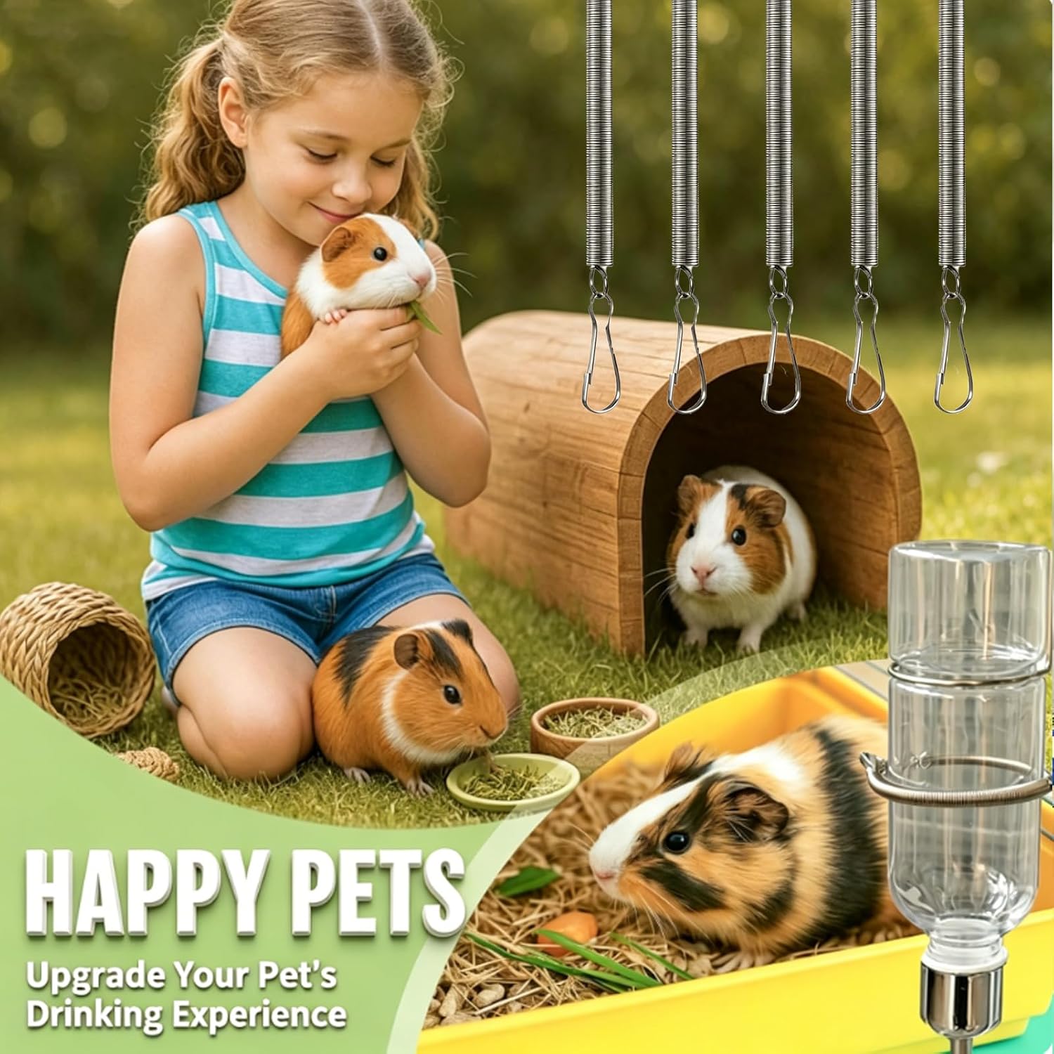 10 Pcs Guinea Pig Water Bottle Spring Clips, Rabbit Water Bottles Springs Holder, Metal Spring Clips Replacement for Small Animal Cages to Hold on Pet Water Bottle Indoor Outdoor for Hamster, Rats - Image 2