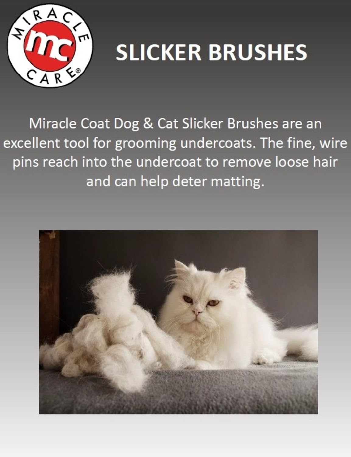 Miracle Care large slicker brush angled view highlighting the soft flexible pin pad.