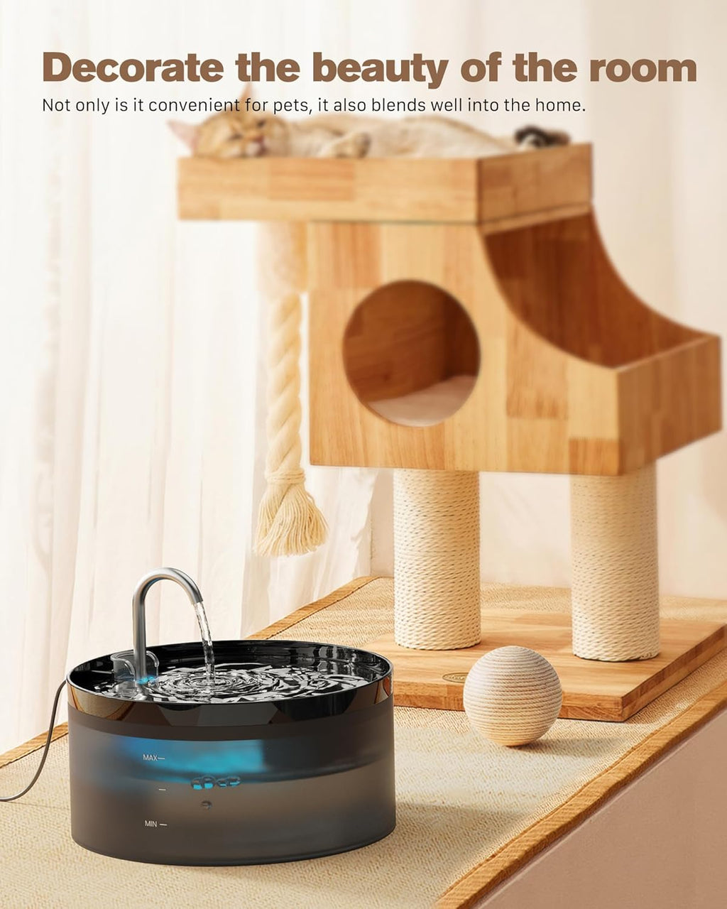 Bemoony pet water fountain faucet flow feature