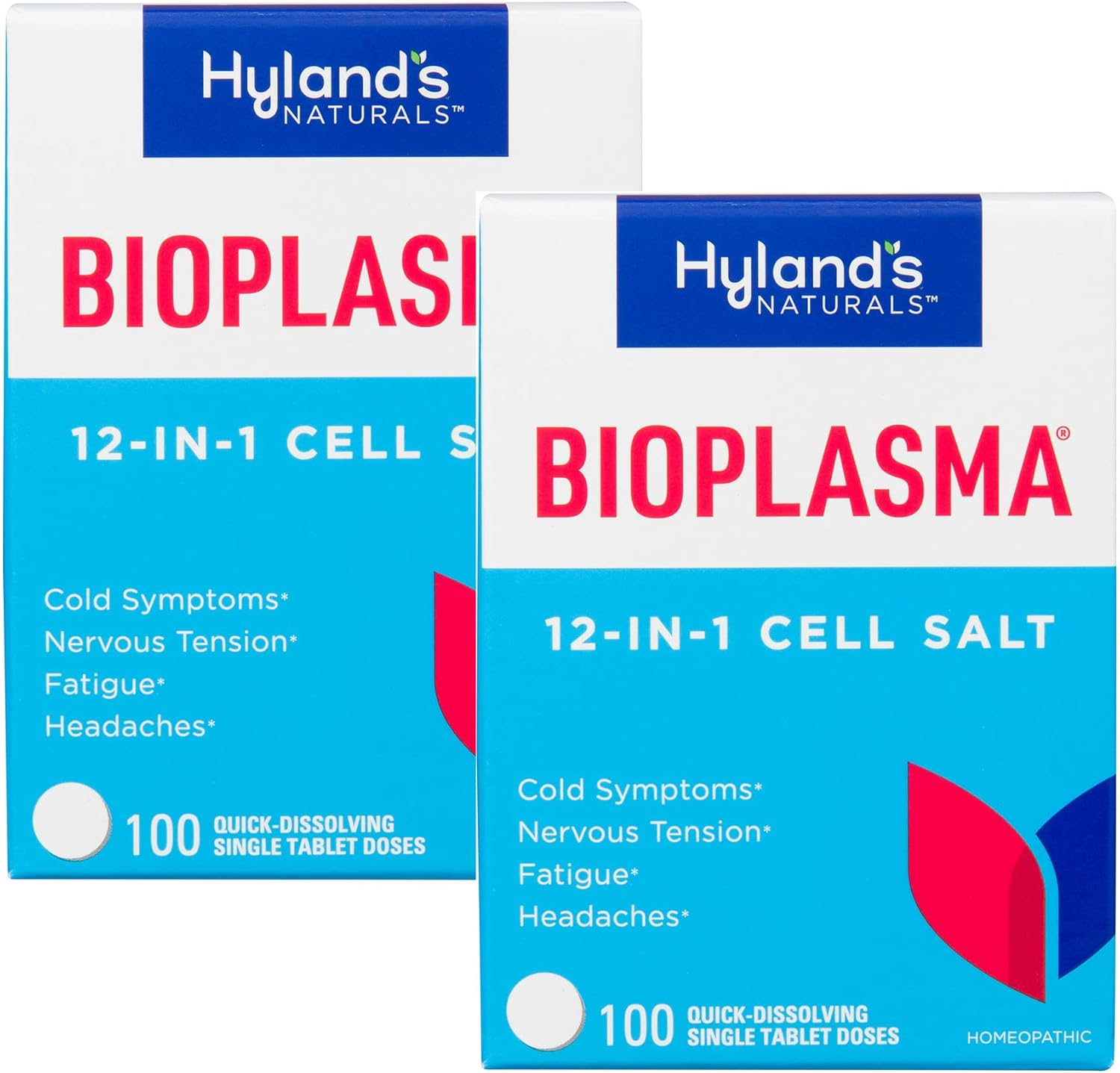 Hyland's Naturals Bioplasma Cell Salts Tablets 2 pack front view packaging showing 12 in 1 formula.