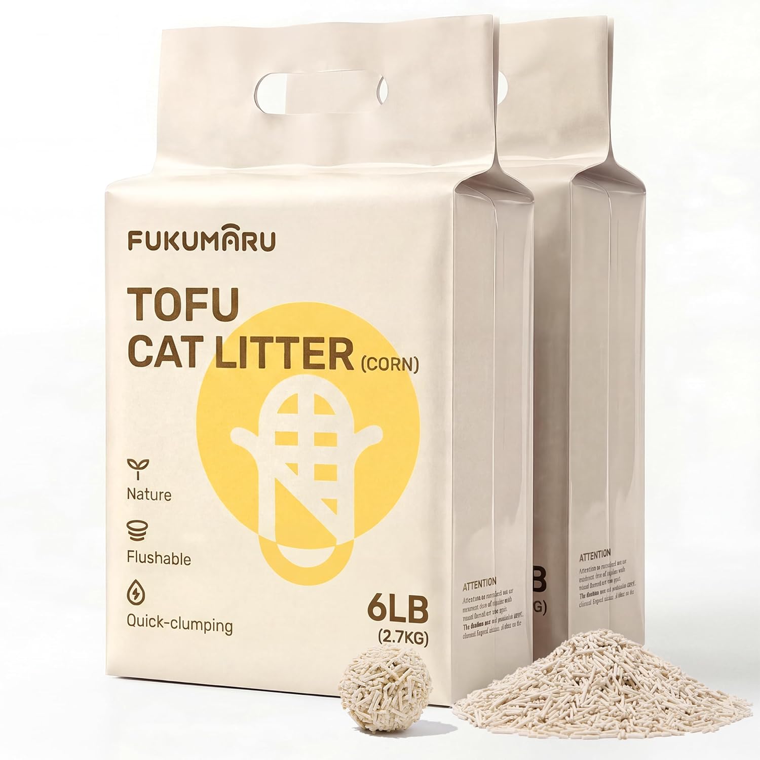 FUKUMARU Tofu Cat Litter - Natural Lightweight Unscented Cat Litter Pellets, Dust Free Quick Clumping, Effective Odor Control, Flushable, Low Tracking, 18 LBS (3 Packs) - Image 14