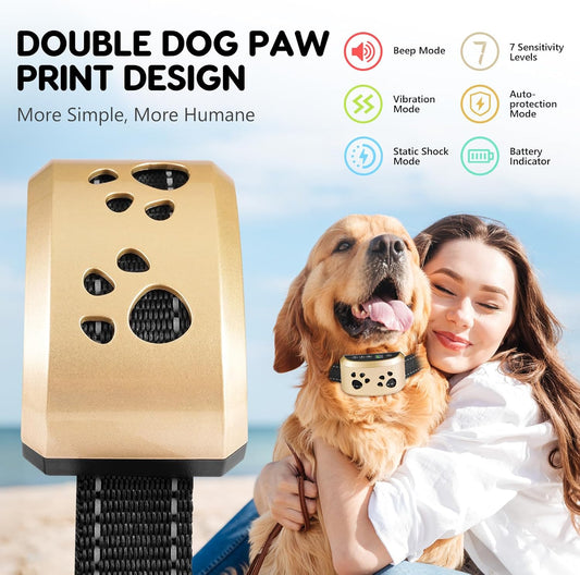 Znfsz bark collar blue casing with paw print designs