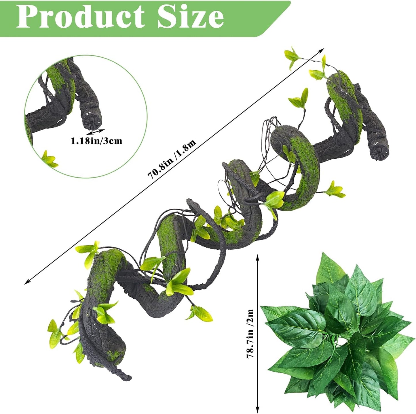 Flexible reptile vine branch shaped for terrarium habitat