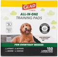 Glad For Pets Black Charcoal Puppy Pads 150 Count pack front view showcasing premium leak proof packaging.