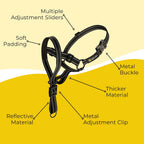 Full view of Zevey adjustable head harness for large dogs