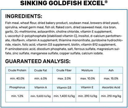 Close up of Hikari Sinking Goldfish Excel nutritional pellets