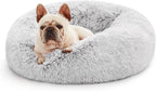 Love's cabin Calming Cat Bed for Indoor Cats, Anti-Anxiety Donut Round Dog Bed, Fluffy Faux Fur Washable Pet Bed for Small Medium Dogs and Cats, Grey, 20in - Image 12