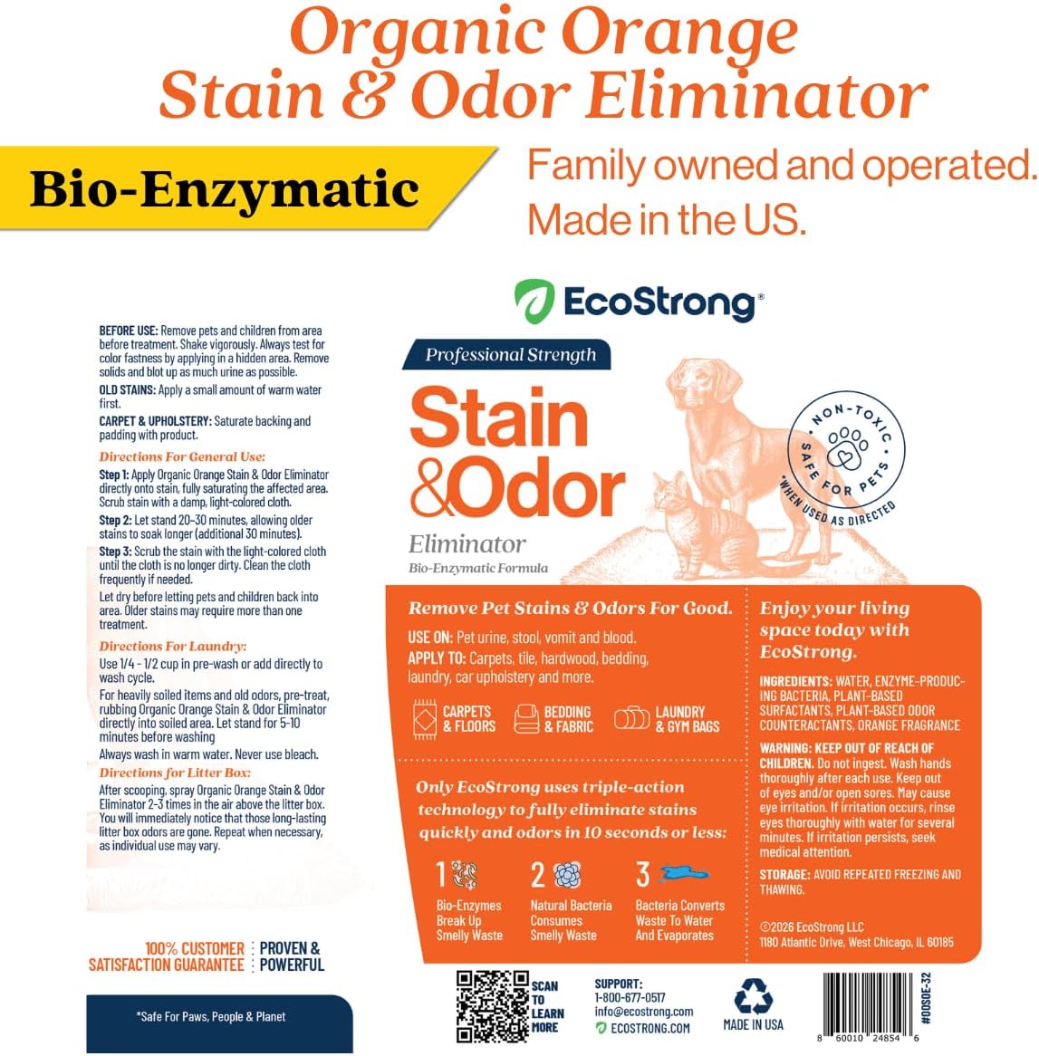 Orange Odor Eliminator | Pet Odor Deodorizer for Strong Odor | Enzyme Stain Cleaner for Cats, Dogs, and Pets | Great for Carpets, Furniture, Dog Kennels, and More (32 Fl Oz) - Image 9