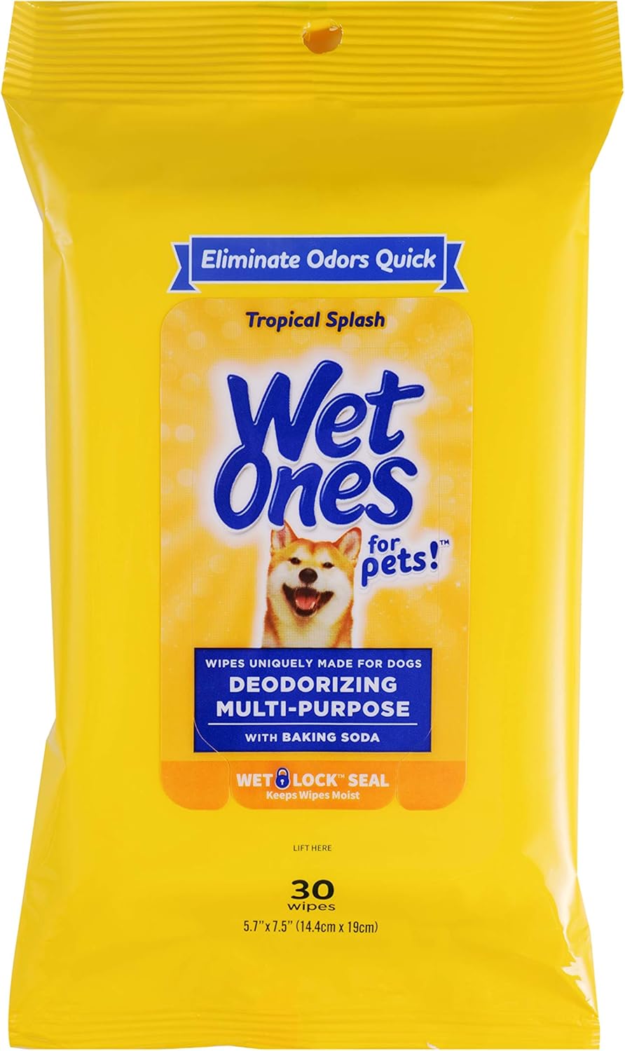 Wet Ones for Pets Deodorizing Dog Wipes with Baking Soda, Tropical Splash Scent - Multipurpose Deodorizing Pet Grooming Wipes in Resealable Canister, 50 Count - Image 11