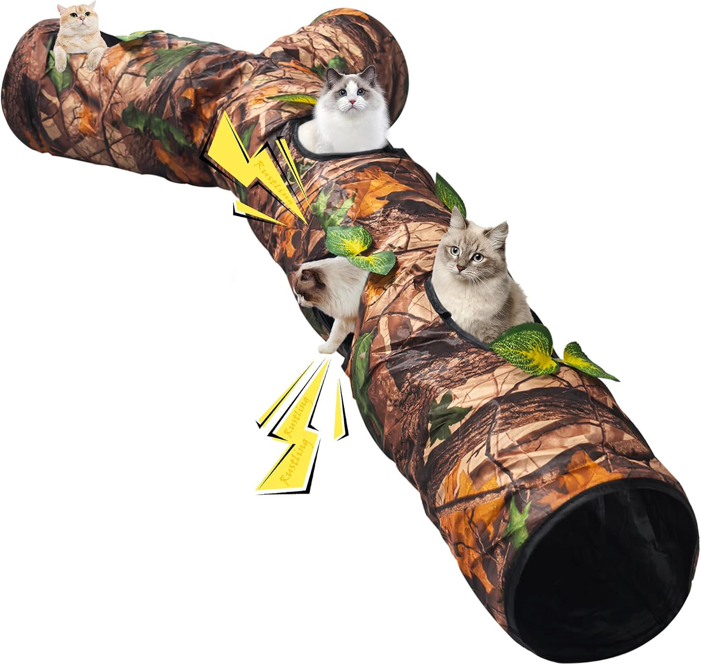 Cat Tunnel,Cat Tunnels for Indoor Cats,Tree Trunk Play Toy for Large CatsKitten and Other Small Animals to Chase and Play,Foldable Easy to Store,Cat Tube Toys Long 59" - Image 10