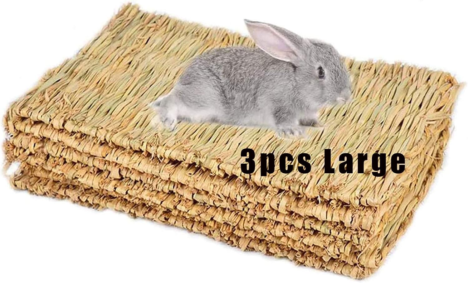 Hamiledyi Grass Mat Woven Bed Mat for Small Animal Bunny Bedding Nest Chew Toy Bed Play Toy for Guinea Pig Parrot Rabbit Hamster Rat(Pack of 3) - Image 10