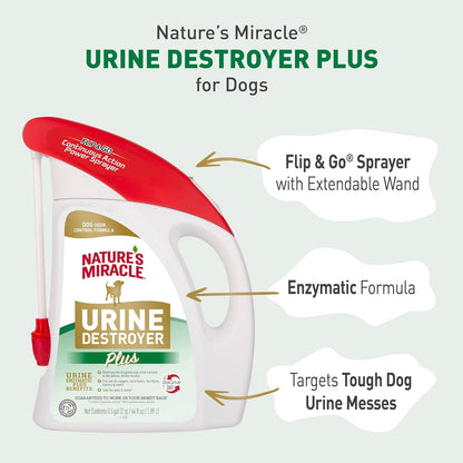 Nature's Miracle dog urine destroyer sixty four ounce bottle back label instructions
