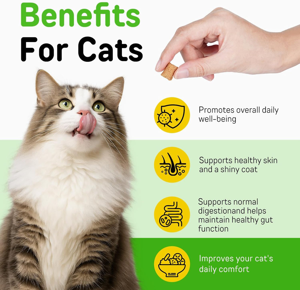 Back packaging of ReliCo cat hairball remedy displaying ingredients and feeding guidelines.