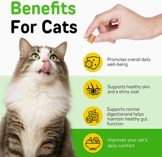 Back packaging of ReliCo cat hairball remedy displaying ingredients and feeding guidelines.