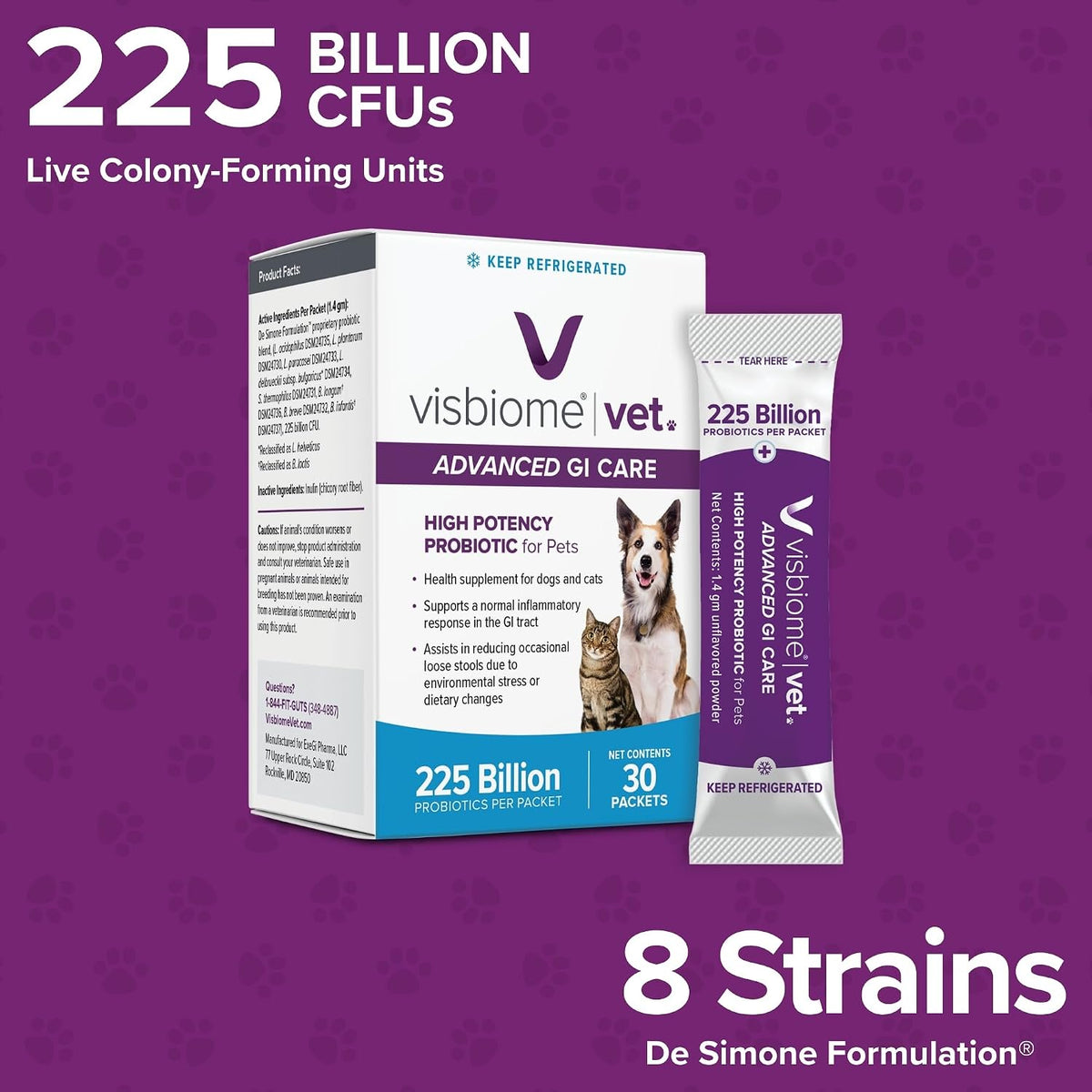 Visbiome vet probiotic for cats box nutrition label view