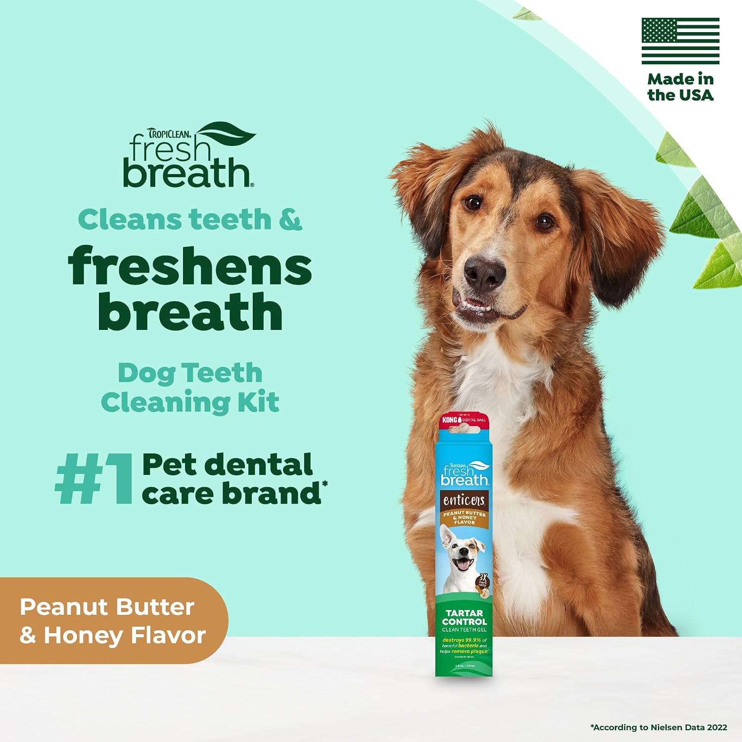 No brush dog dental care gel bottle showing ingredients list