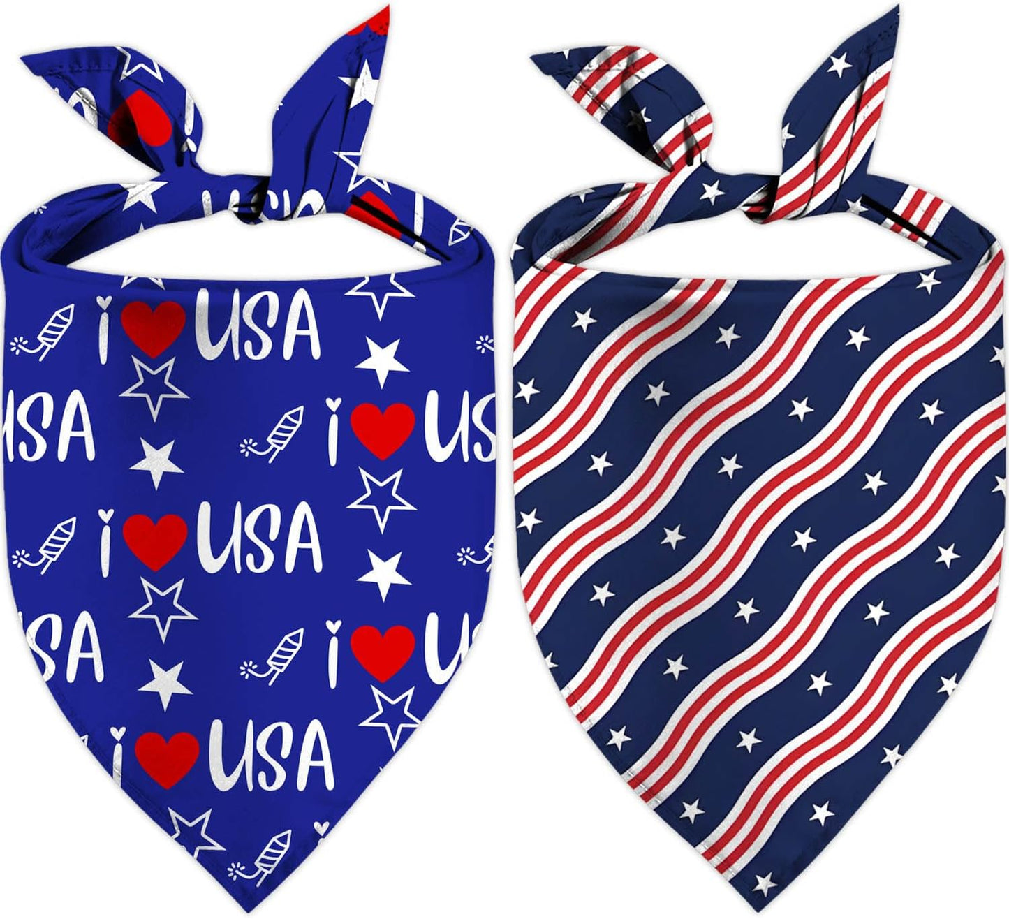 XGXHZYLC 4th of July Dog Bandanas front view on a golden retriever