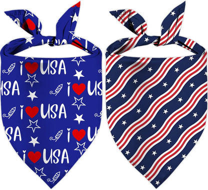 XGXHZYLC 4th of July Dog Bandanas front view on a golden retriever