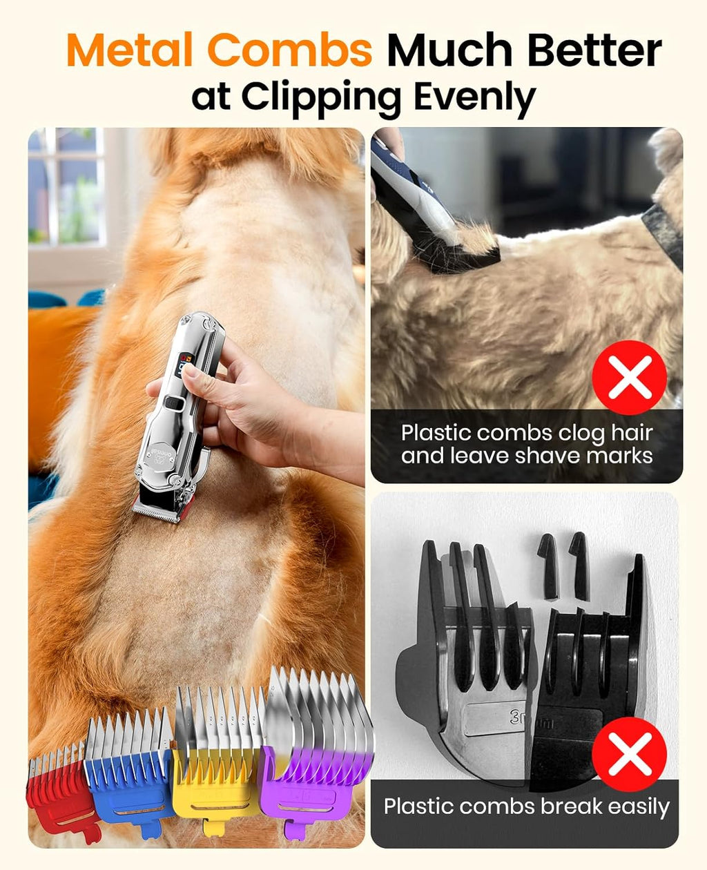 Oneisall heavy duty dog clippers showcasing the 6800 RPM powerful motor setup.