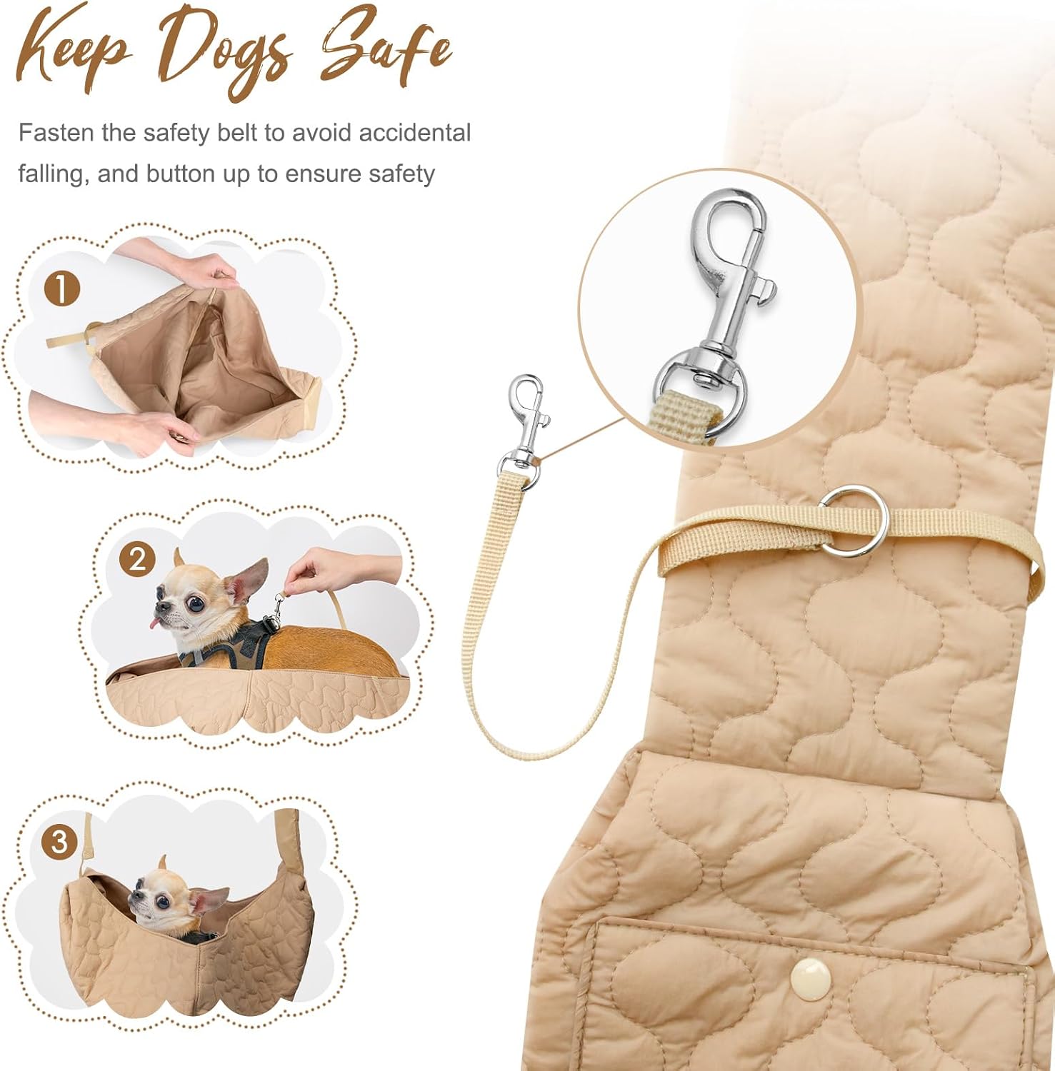 Small dog safely inside the JourCraf breathable cotton sling
