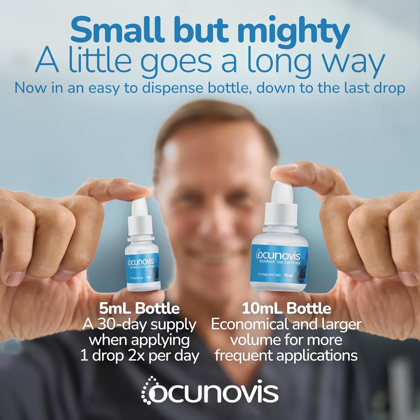 Long lasting hyaluronic acid pet lubricant eye drops application.