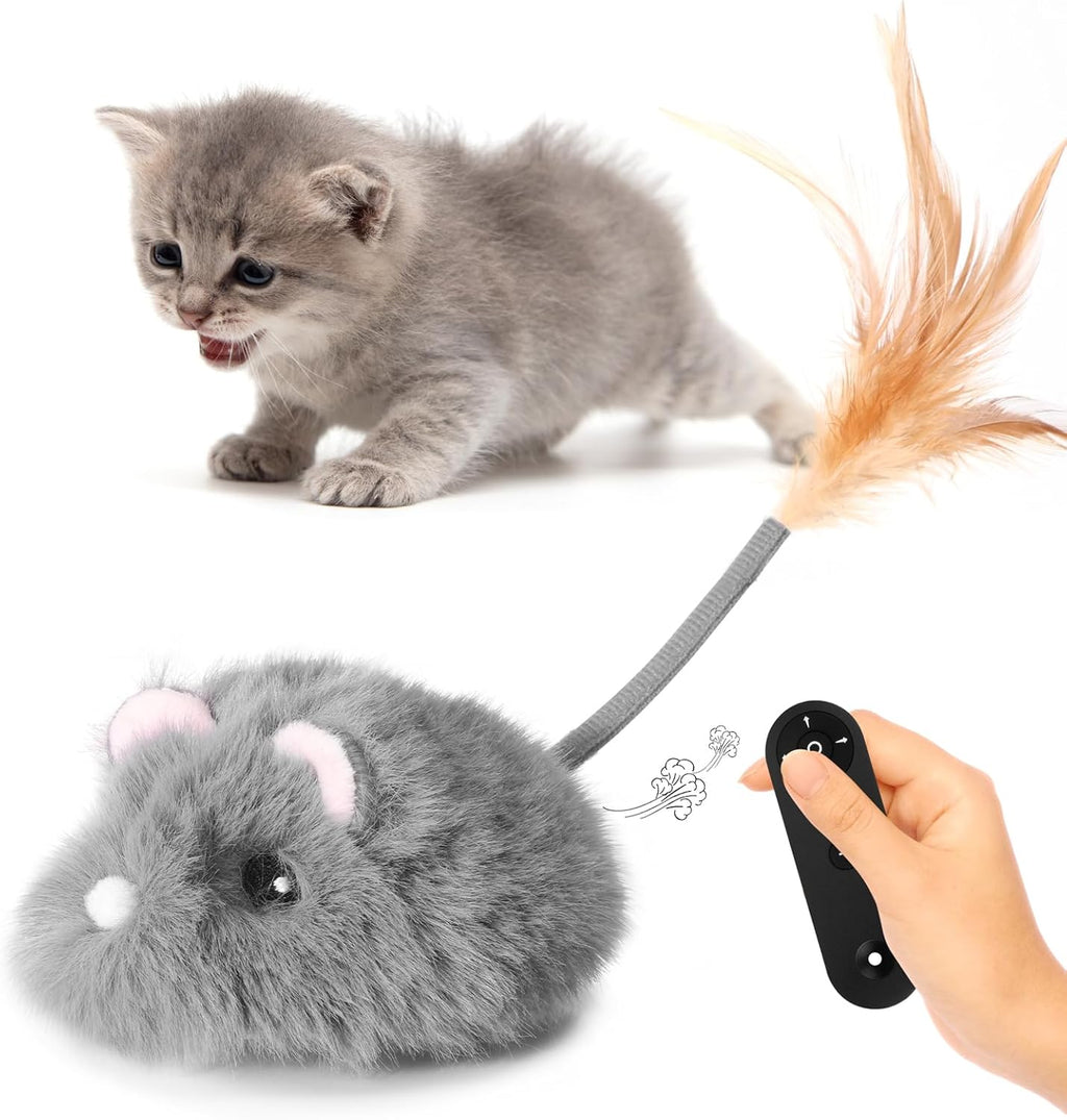 Pawingcat remote control cat mouse toy front view interactive pet entertainment.