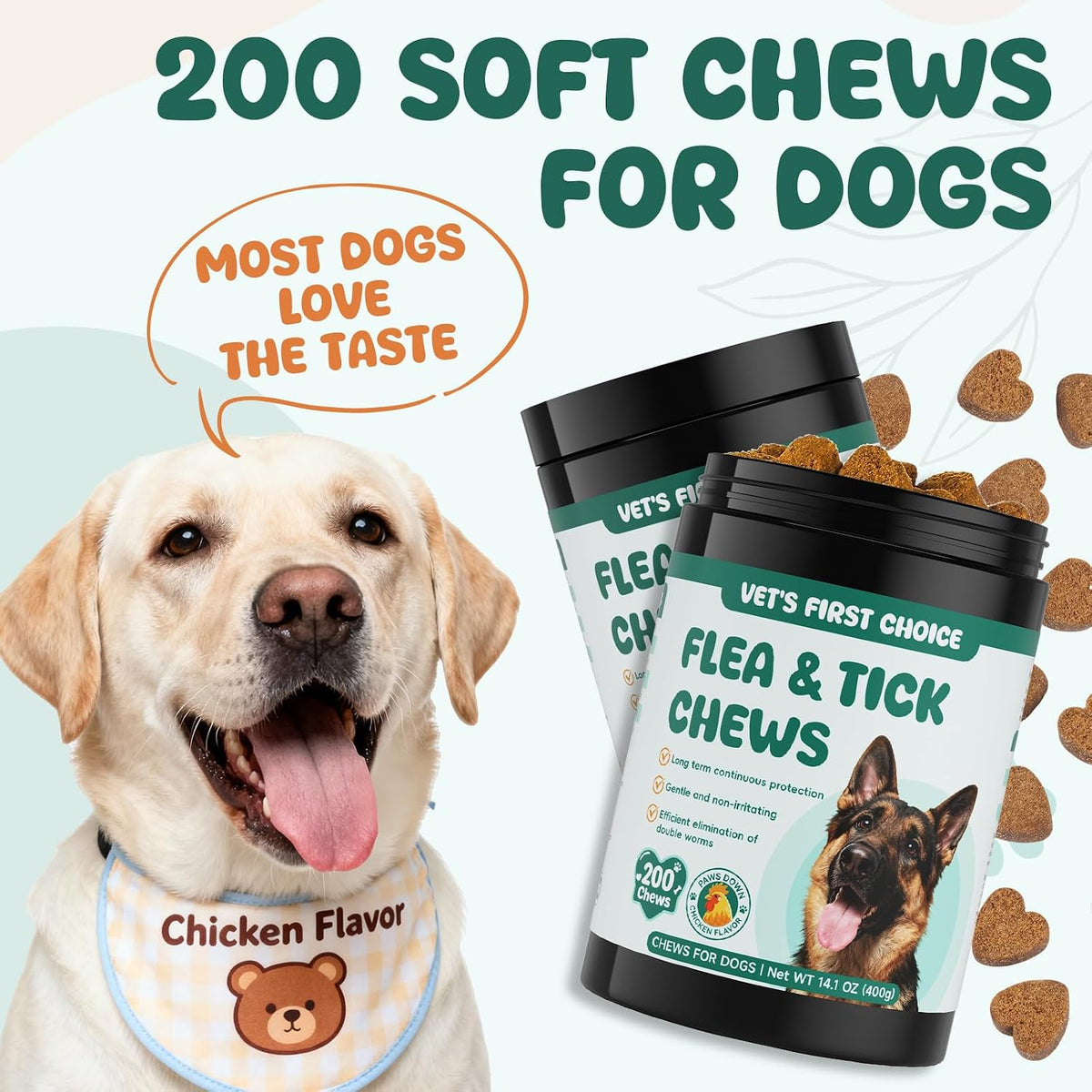 LHQR authentic USA imported non toxic pet flea defense soft treats