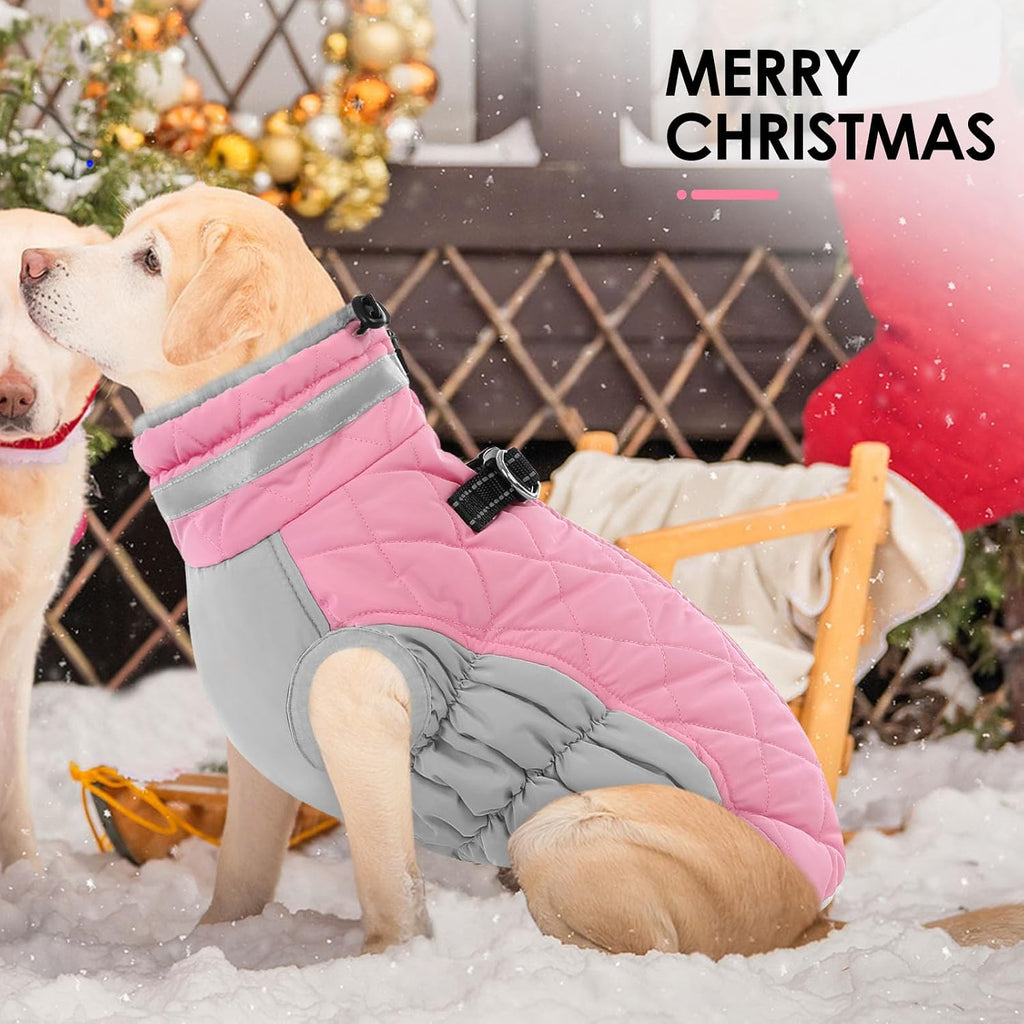 Large size Aofitee winter dog coat pink color variant