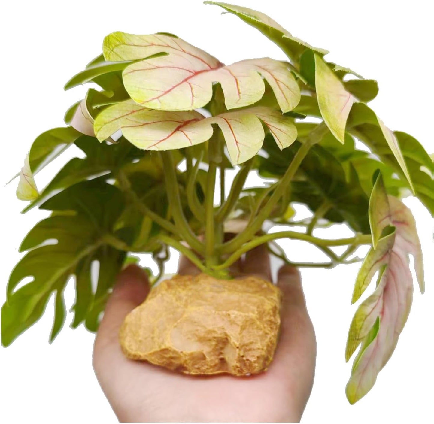 Monstera pink fake plant for amphibian habitat