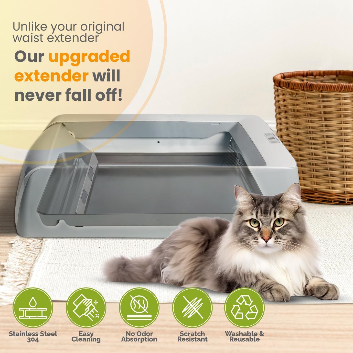 Bottom view of COSPARX litter tray with non-slip rubber feet