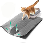 GRELY premium cat litter box trapping rug spread flat on a hardwood floor.