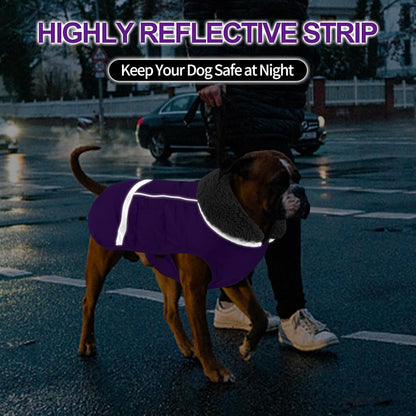 Doglay winter dog coat back showing waterproof zipper detail