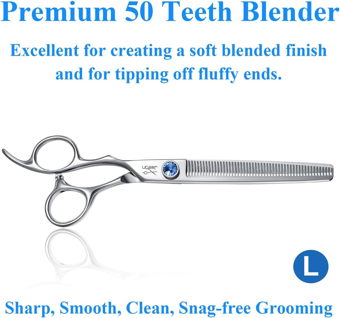 JASON seven inch left handed pet grooming scissor for cats and dogs hair texturizing