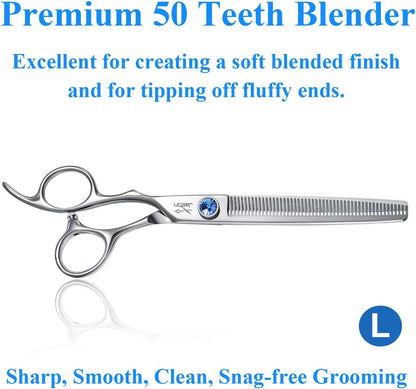 JASON seven inch left handed pet grooming scissor for cats and dogs hair texturizing