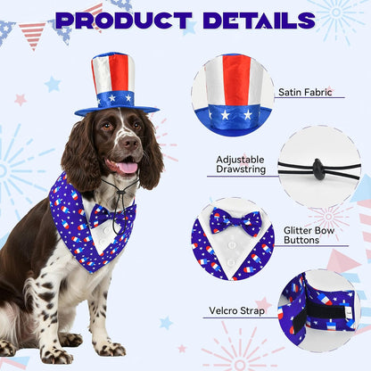 ShuRung American flag themed pet tuxedo on a large dog breed.