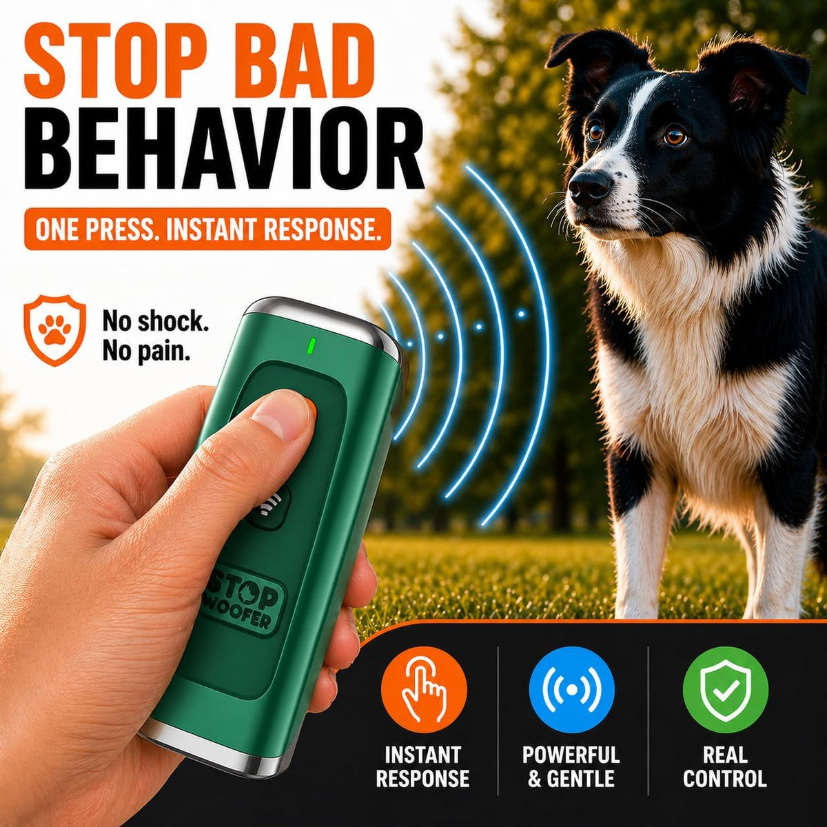 Stopwoofer ultrasonic anti barking device rechargeable handheld tool