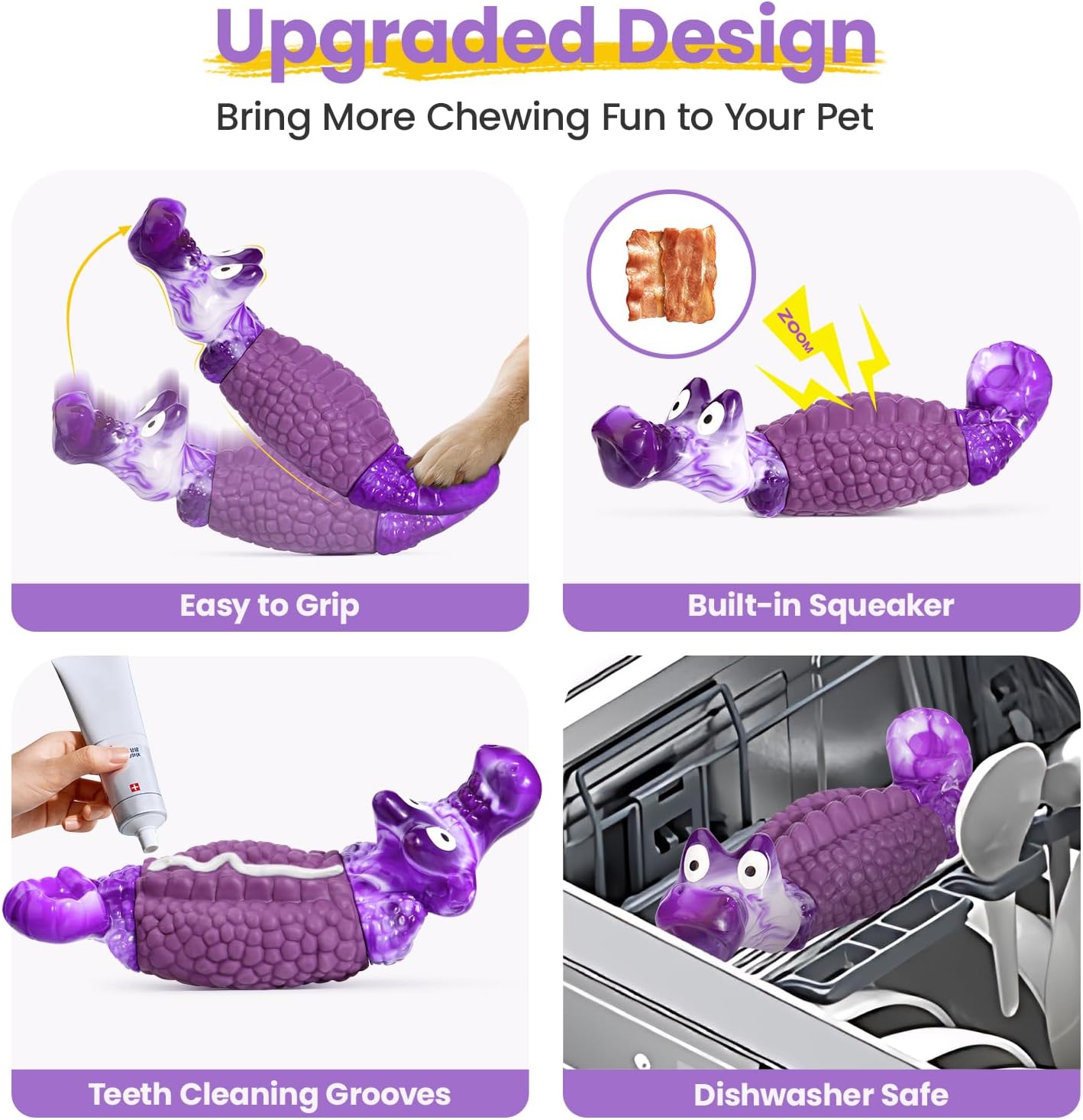 Comparison of HGB tough dog toy size and shape