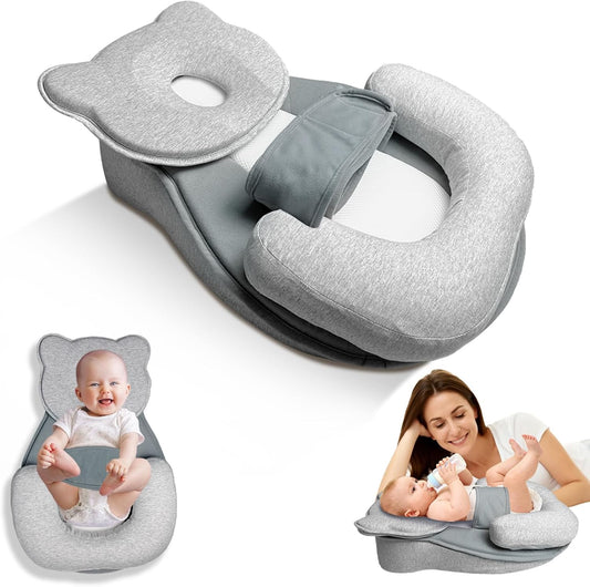 Donpemu reflux baby lounger pillow front view with safety strap