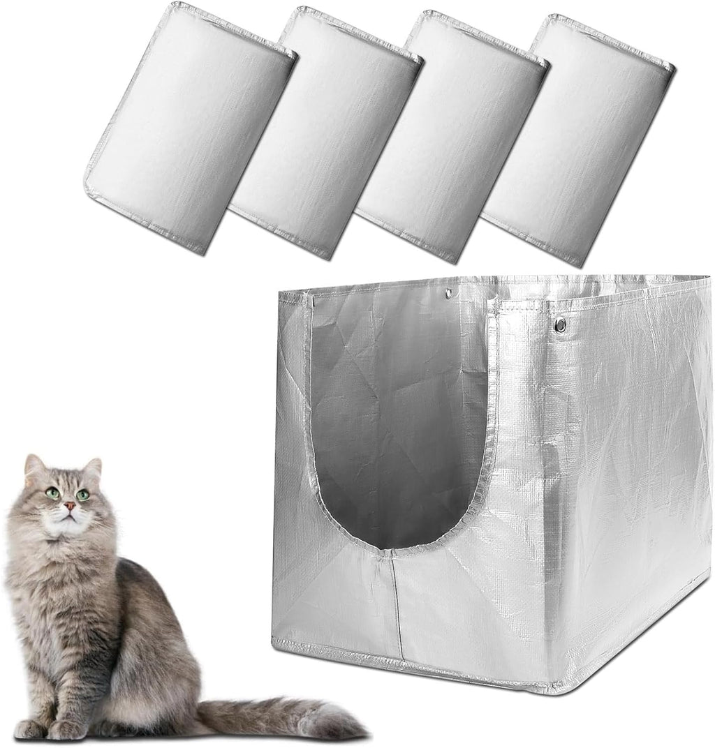 Luxrise Liner F compatible with Modkat Flip Litter Box front view showing a four pack of grey reusable liners.
