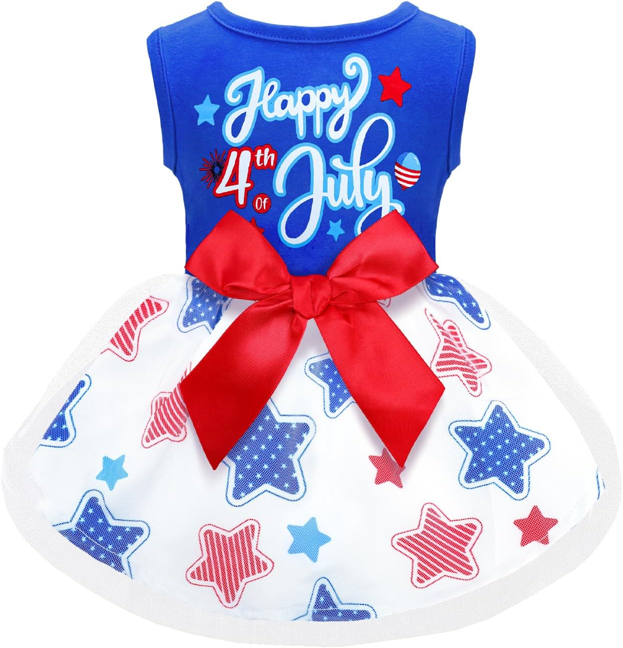 BAOBICUTE 4th of July dog dress front view patriotic pet apparel
