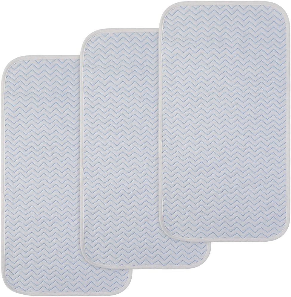 BlueSnail quilted waterproof changing pad liner front view in blue
