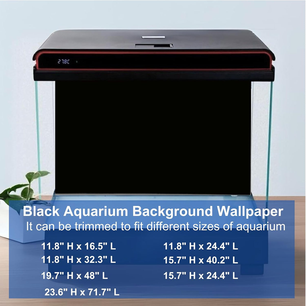 ELEBOX double sided fish tank wallpaper applied on a 20 gallon aquarium showcasing deep blue scenery