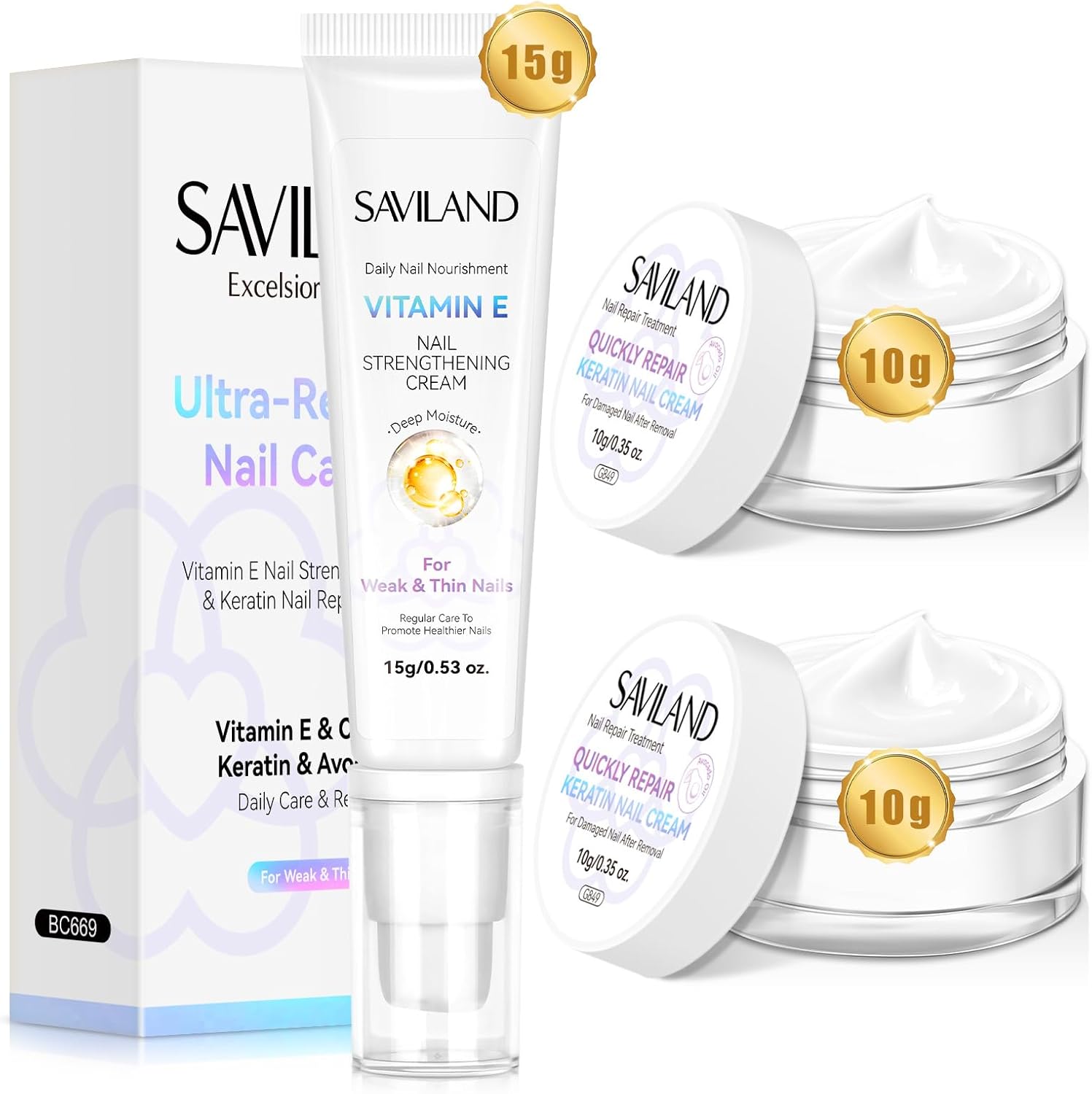 Saviland Nail Strengthening Cream with Vitamin E front view
