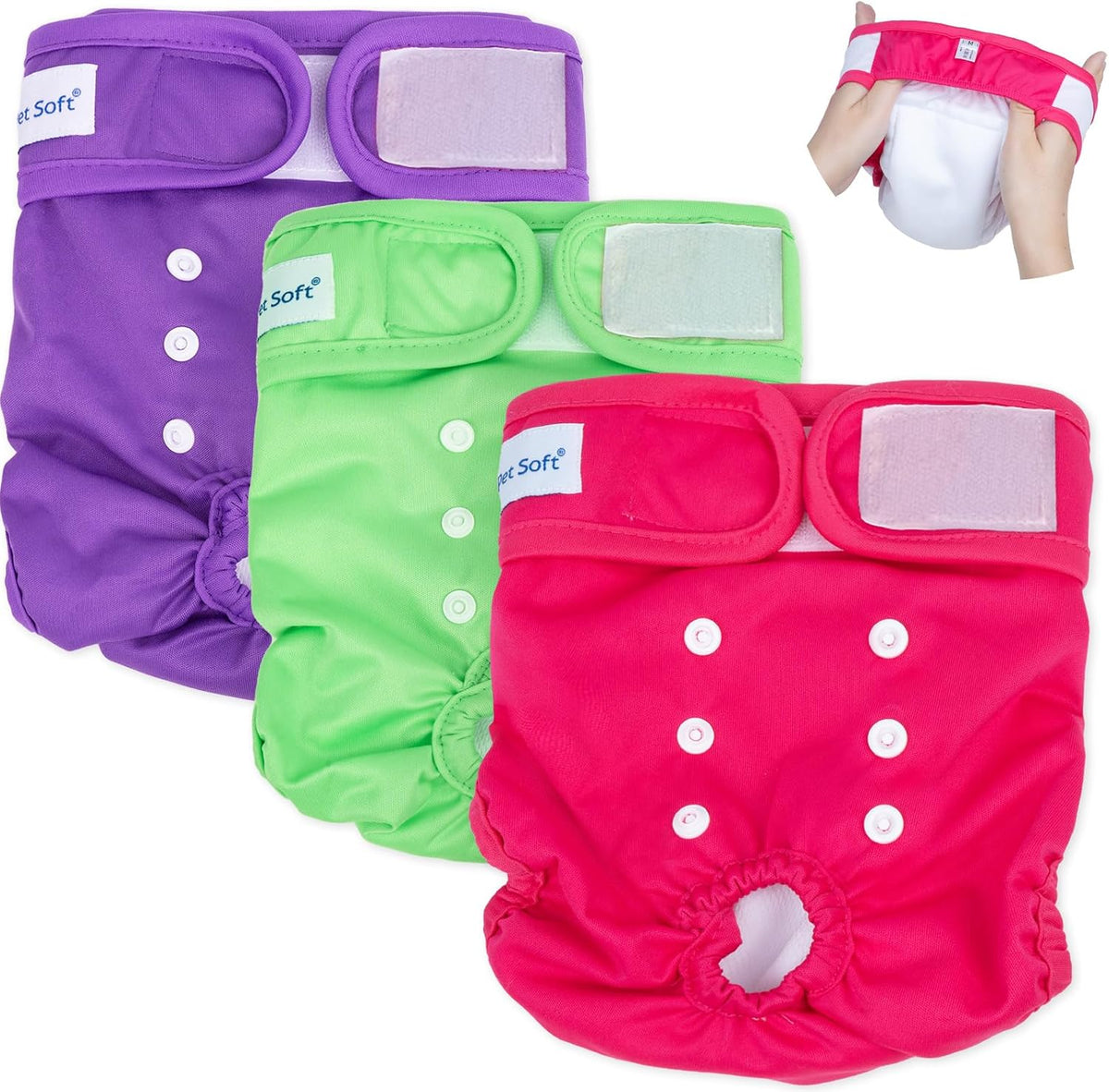 Pet Soft Washable Female Diapers (3 Pack) Female Dog Diapers, Comfort Reusable Doggy Diapers for Girl Dog in Period Heat (Bloom, XS) - Image 11