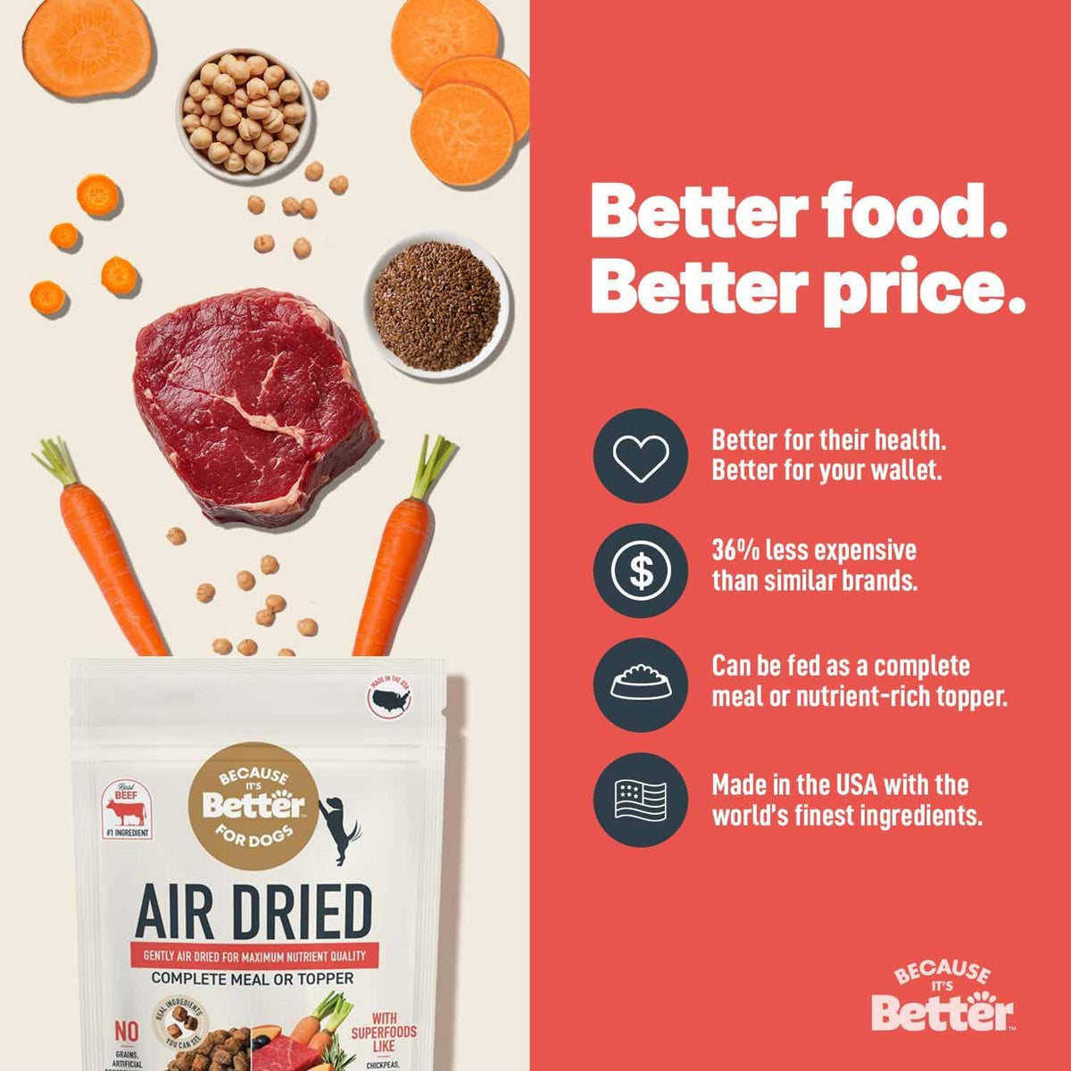 Because It's Better high protein complete meal and food topper bag